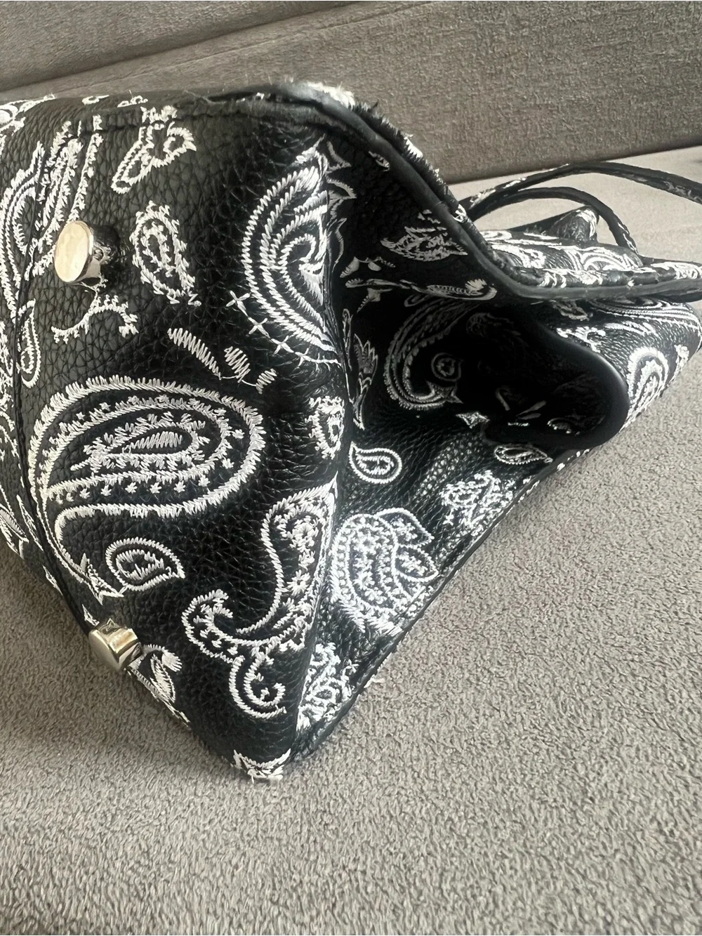 Brandon Blackwood Black & White Paisley Top-Handle Satchel